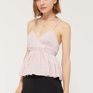 UO Gracey Plunging Peplum Wrap Top